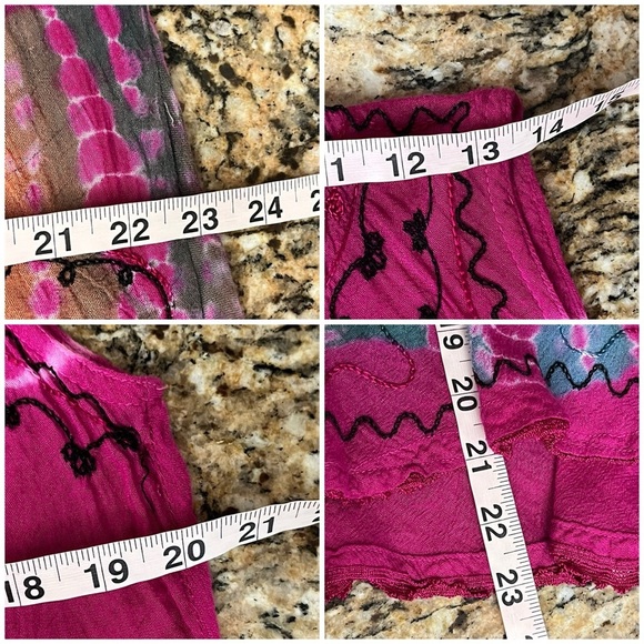 Ocean Breeze Knit Tunic Top Women’s One Size Pink Boho Hippie Sheer Embroidered - Picture 6 of 12